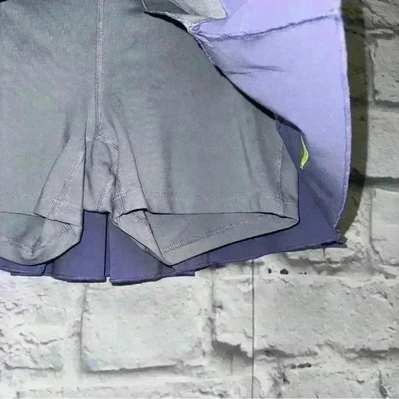 Nike Court Victory Pleated Tennis Skort Neon Elastic Band Gray Purple Colorblock - Picture 2 of 4